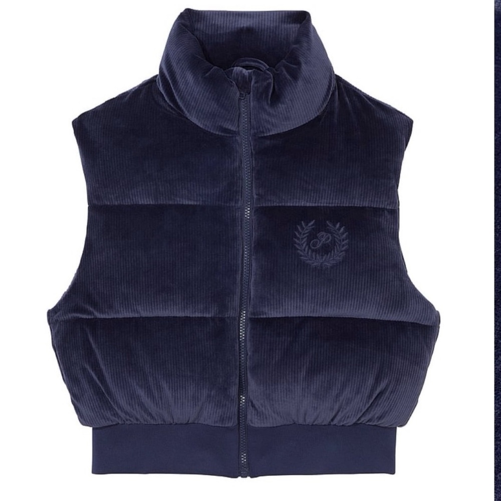 VS Pink Rib Velour Crop Puffer Vest